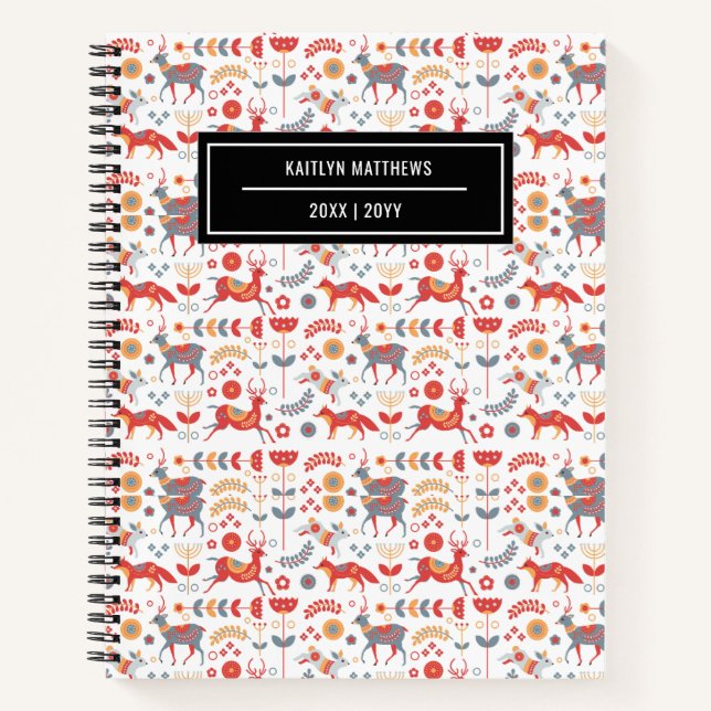 Stylish Leopard Animal Pattern Name Notebook (Front)