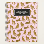 Stylish Leopard Animal Pattern Name | Pink Planner<br><div class="desc">This modern styled planner notebook features a pattern of leopards in various poses over a light pink background. Easy to personalise for any use - a gift, back to school, college, teens, moms, etc! The back contains the same background design as the front. Great for someone who needs to stay...</div>