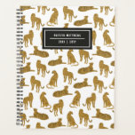 Stylish Leopard Animal Pattern Name | White Planne Planner<br><div class="desc">This modern styled planner notebook features a pattern of leopards in various poses over a white background. Easy to personalise for any use - a gift, back to school, college, teens, moms, etc! The back contains the same background design as the front. Great for someone who needs to stay organised!...</div>