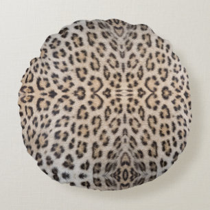 Stylish leopard cheetah fur animal print pattern round cushion