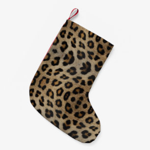 Stylish leopard cheetah fur animal print pattern small christmas stocking