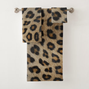 Stylish leopard fur animal print trendy bold fun bath towel set