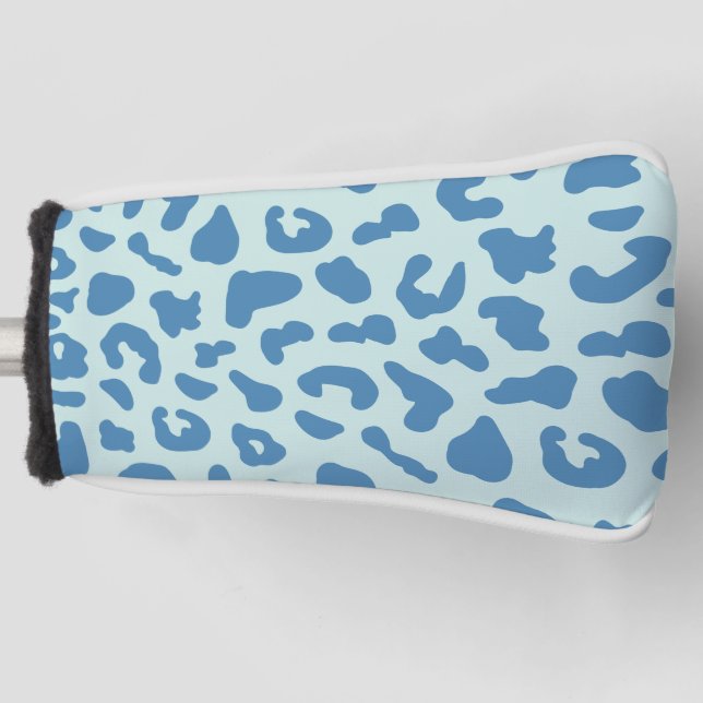 Stylish Leopard Print Animal Pattern in Blue Golf Head Cover (Front)