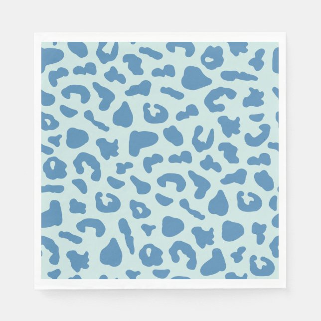 Stylish Leopard Print Animal Pattern in Blue Napkin (Front)