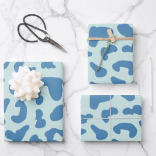 Stylish Leopard Print Animal Pattern in Blue Wrapping Paper Sheet