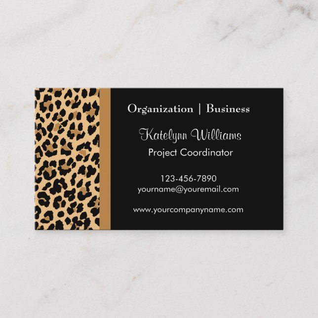 Stylish Leopard Print Business Card (Front)