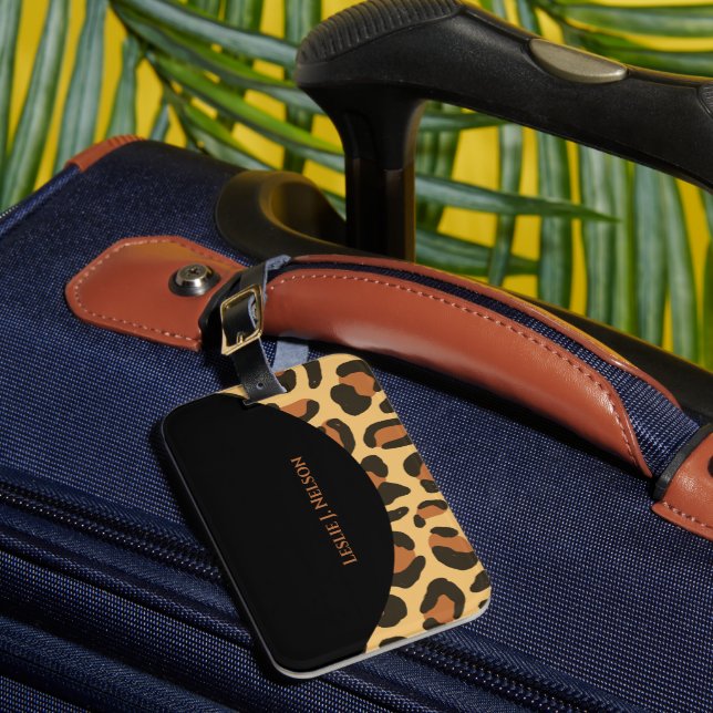 Stylish Leopard Print Cheetah  Luggage Tag (Front Insitu 1)
