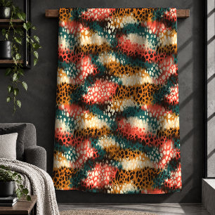 Stylish Leopard Print Colour Splash Plush Blanket