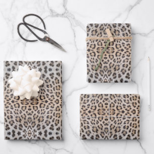 Stylish leopard skin fur animal print pattern chic wrapping paper sheet
