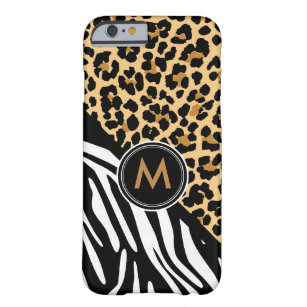 Stylish Leopard Zebra Print Monogram iPhone Case