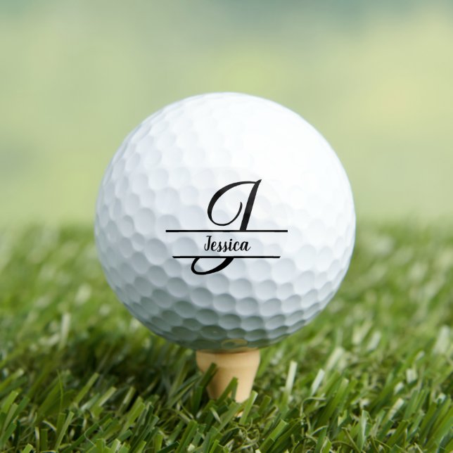 Stylish Letter J Monogram With Personalizable Name Golf Balls (Insitu Tee)