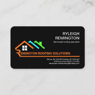 Stylish Letter-R Rooftop Construction Business Card
