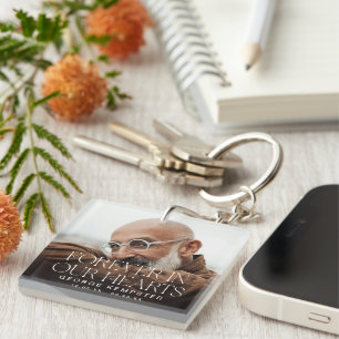 Stylish Lettering Forever in our Hearts' Memorial  Key Ring