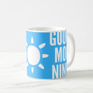 Stylish Light Blue Good Morning Sun Tea Coffee Mug