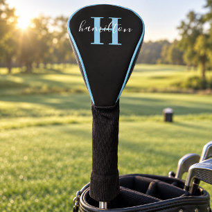 Stylish Light Blue Monogram Name Initial Golf Head Cover