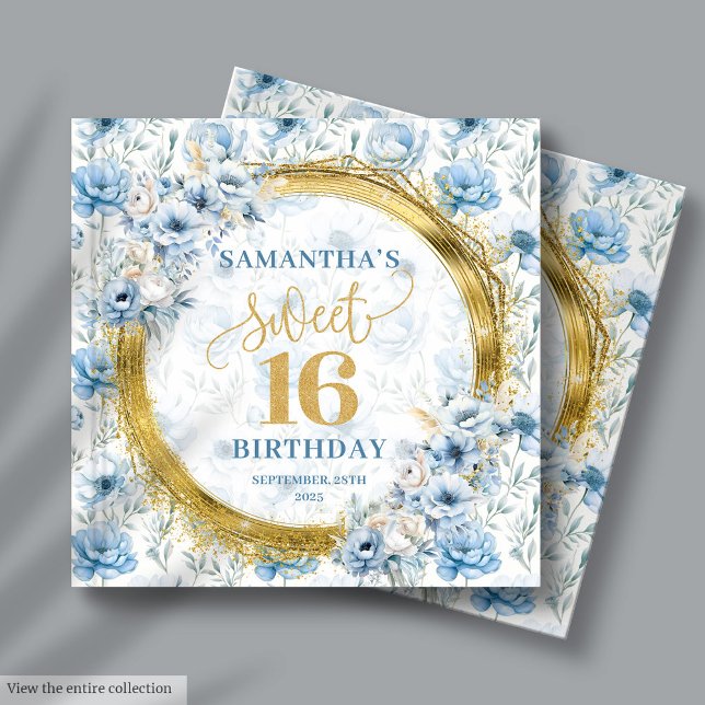 Stylish Light Blue Sweet Sixteen Sign In Book (Stylish Light Blue Sweet Sixteen Sign In Guest Book)