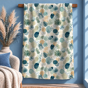 Stylish Light Blue Watercolor Flowers Blanket
