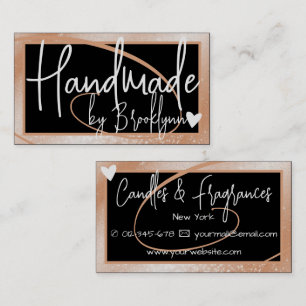 Stylish Light Peach Frame Heart Handmade by Name  Business Card