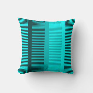 Stylish Light Teal Aqua Turquoise Stripes Cushion