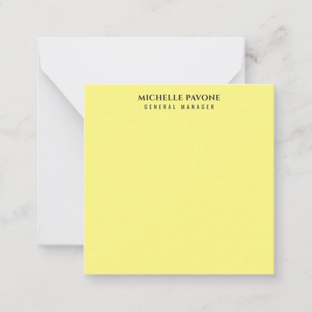 Stylish Light Yellow Simple Plain Professional Card (Front)
