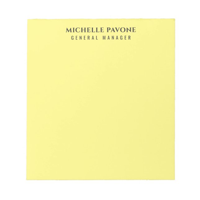 Stylish Light Yellow Simple Plain Professional Notepad (Front)