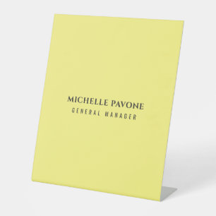 Stylish Light Yellow Simple Plain Professional Pedestal Sign