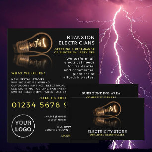 Stylish Lightbulb, Electrician Business Card