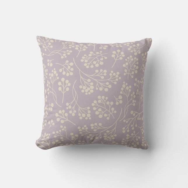 Stylish Lilac Floral Pattern Modern Farmhouse Cushion (Front)