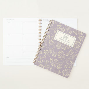 Stylish Lilac Floral Pattern Modern Personalised Planner