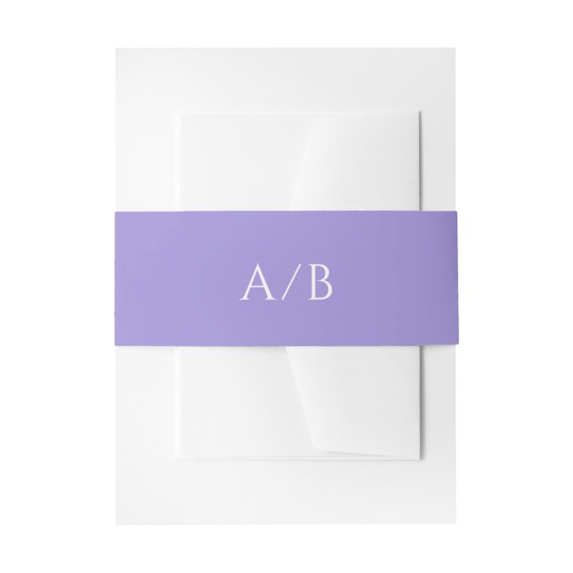 Stylish Lilac Modern Wedding Invitation Belly Band (Front Example)