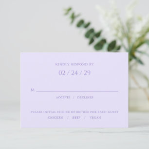 Stylish Lilac Modern Wedding RSVP Card
