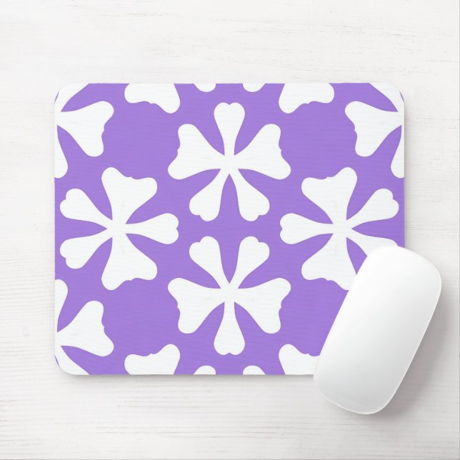Stylish Lilac Purple and White Geometric Pattern Mouse Mat (With Mouse)