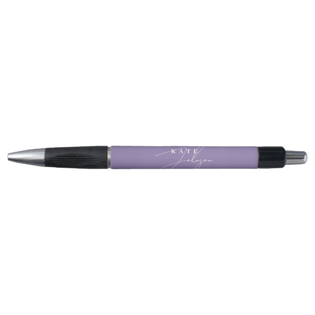 Stylish Lilac Purple Signature Script Monogram (Front)