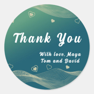 Stylish line and heart design thank you classic round sticker
