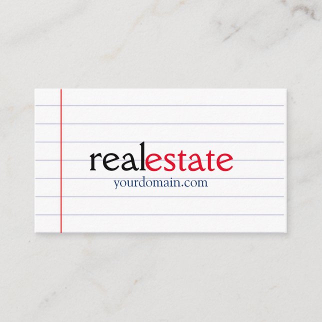 Stylish Lined Paper Real Estate Agent Professional Business Card (Front)
