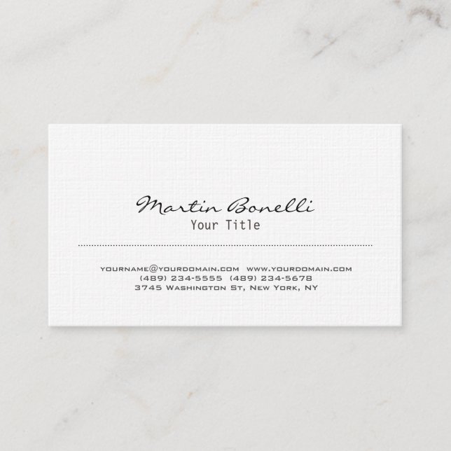 Stylish Linen Trendy Business Card (Front)