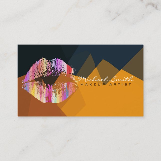 Stylish Lips Makeup Artist Modern Mosaic #19 Business Card (Front)