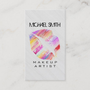 Stylish Lips Makeup Artist Wood Look #18 Business Card