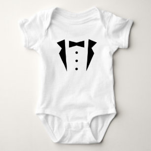 Stylish Little Gentleman Tuxedo With Black Bow Tie Baby Bodysuit