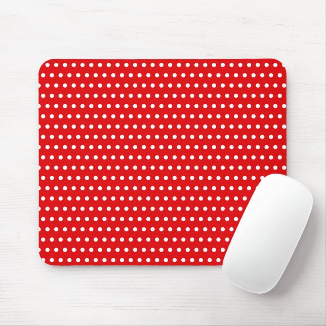 Stylish Little White Dots Pattern On Red Mouse Mat (With Mouse)