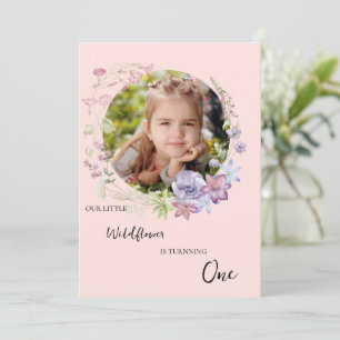 Stylish Little Wildflower Garden Girl 1st Birthday Invitation