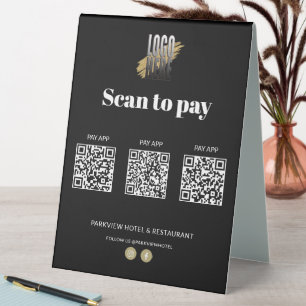 Stylish Logo Contactless Pay Apps 3 QR Codes Black