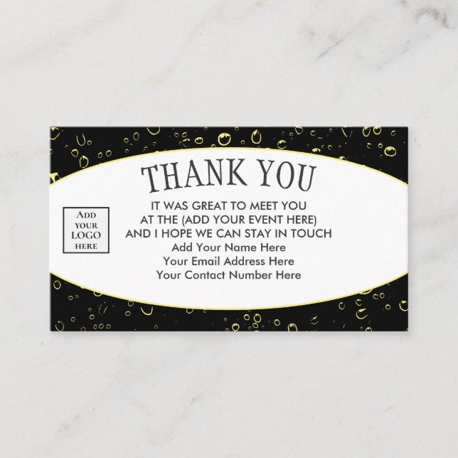 Stylish Logo THANK YOU Networking Business Card (Front)