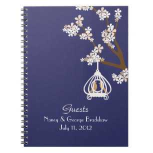 Stylish Love Birds Guest Sign In Notebook