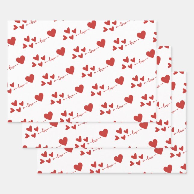 Stylish Love heart valentine's day  Wrapping Paper Sheet (Set)