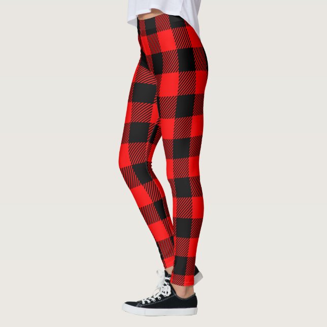 Stylish Lumberjack Rustic Buffalo Plaid Leggings (Left)