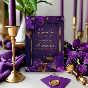 Stylish Luminous Violets Purple Wedding Details Enclosure Card