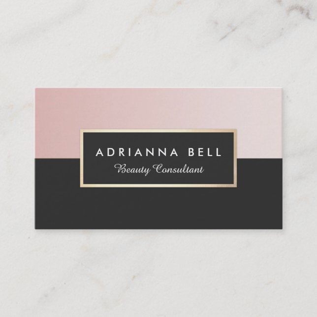 Stylish Luxe Pink and Black Beauty Salon Business Card (Front)