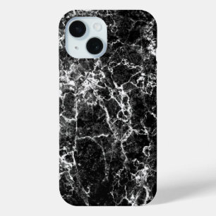 Stylish Luxurious Timeless Black Marble Stone iPhone 15 Case