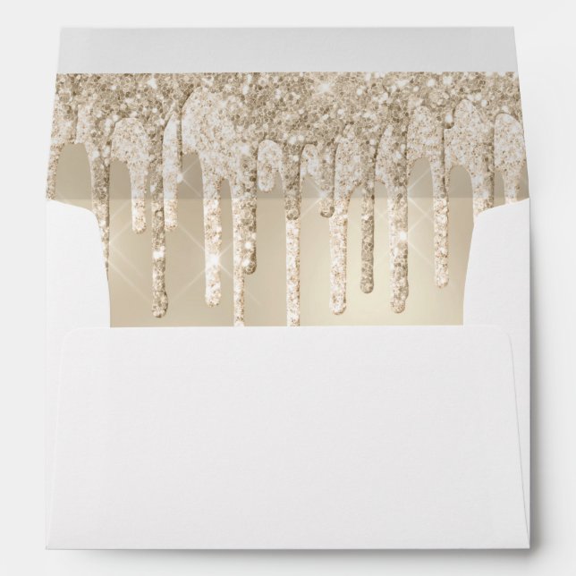 stylish luxury gold dripping glitters wedding envelope (Back (Bottom))